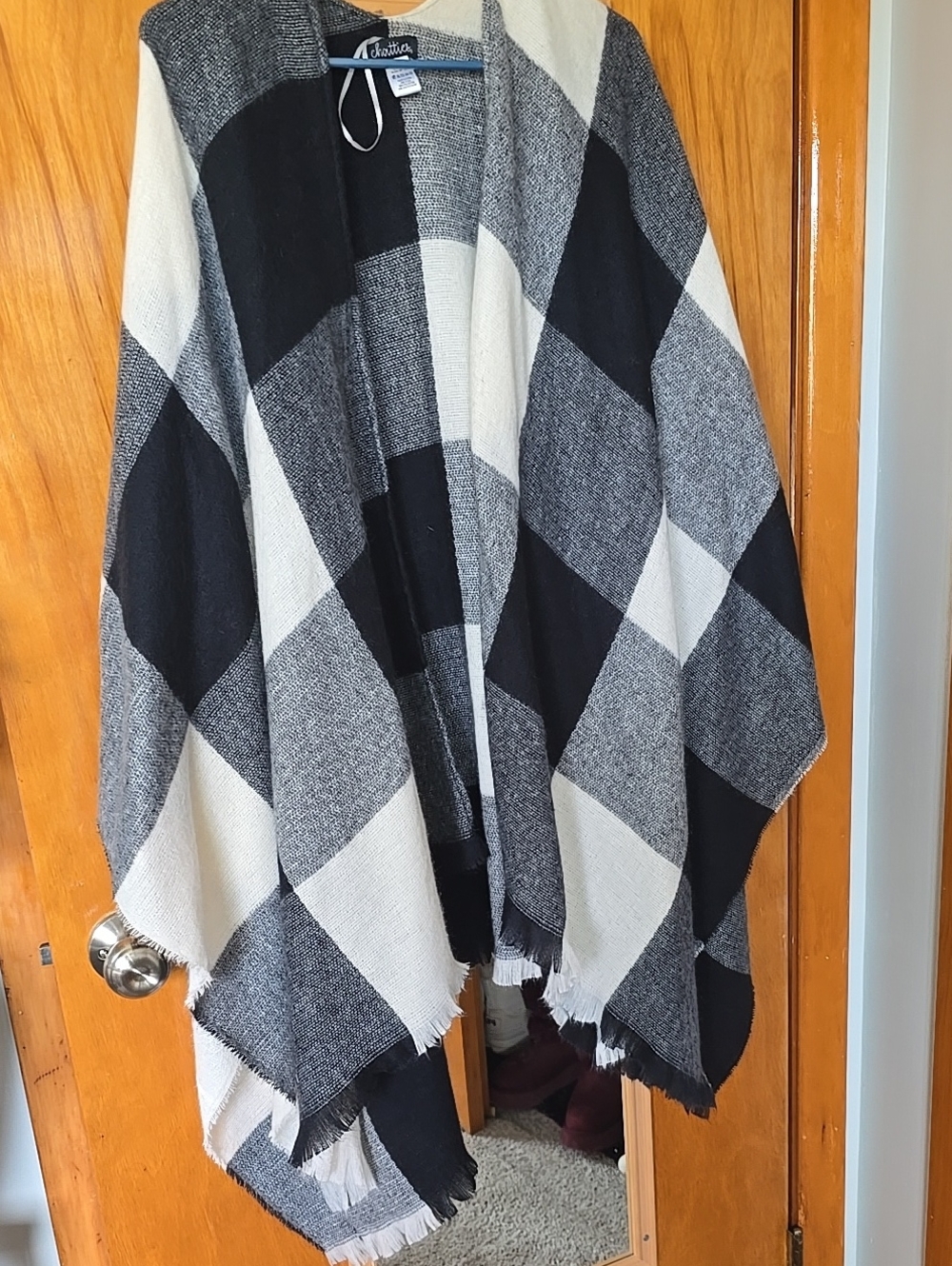 Chotties Buffaloe Plaid Open-Front Poncho Wrap Shawl  One Size